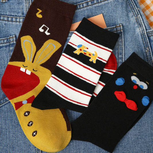 3 Pairs Funny Puppy Rabbit Cartoon Socks