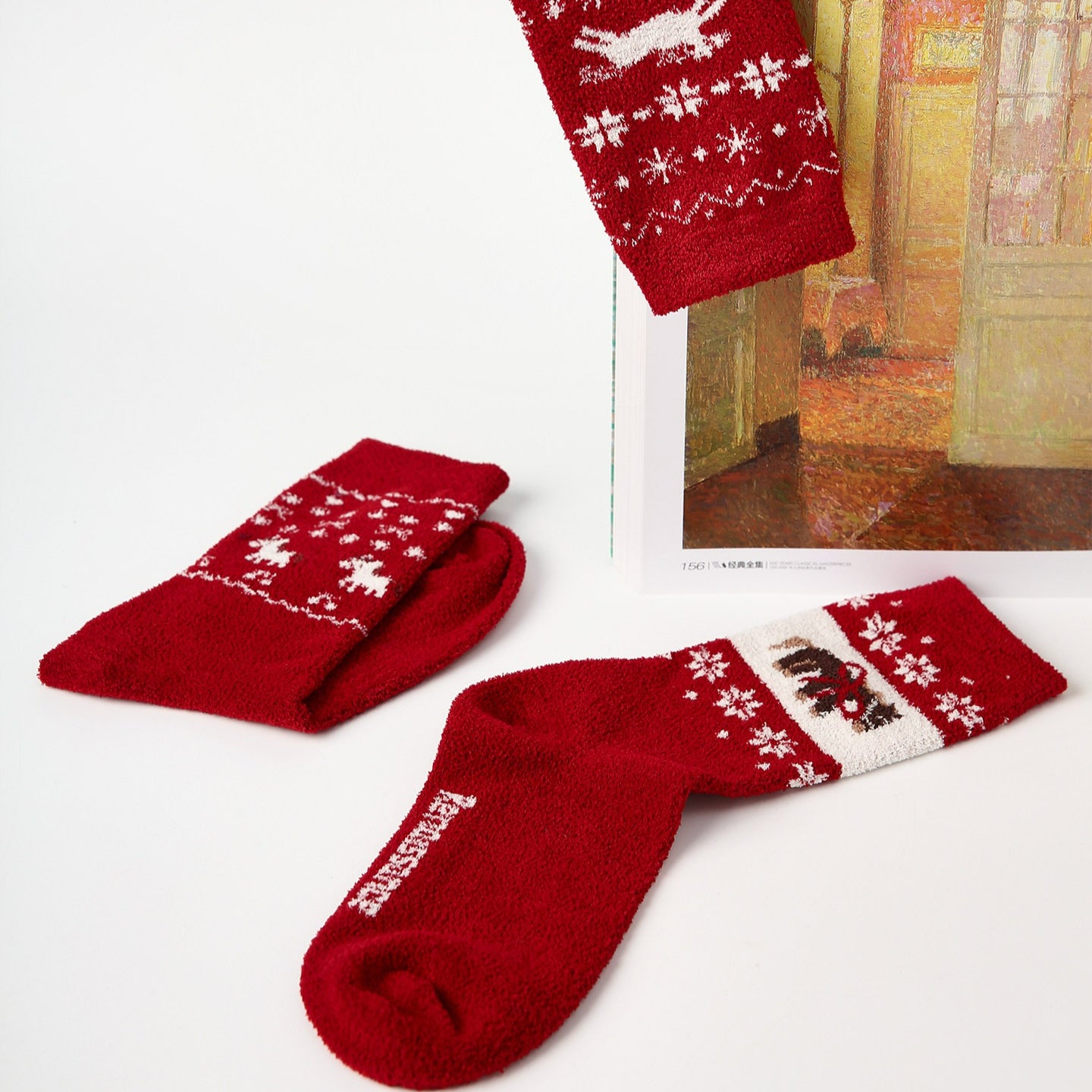 3 Packs Christmas Day Red Socks