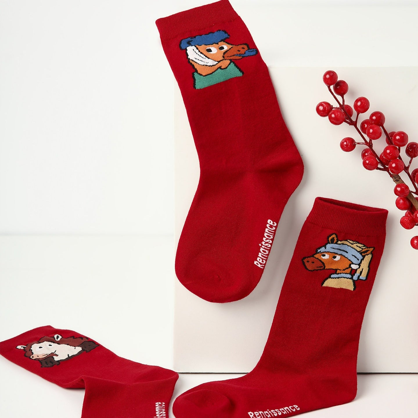 3 Pairs Red Horse Socks