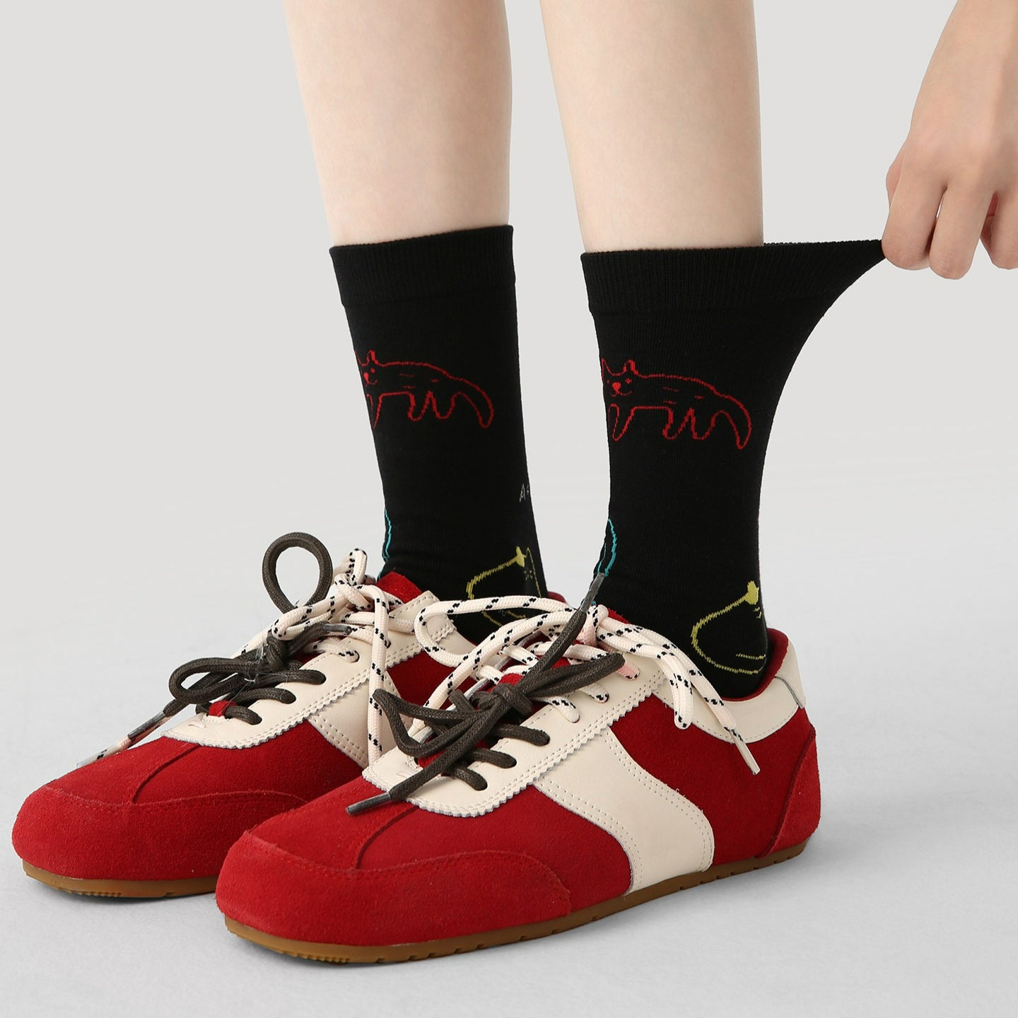 3 Pairs Cartoon Doodle Pattern Socks