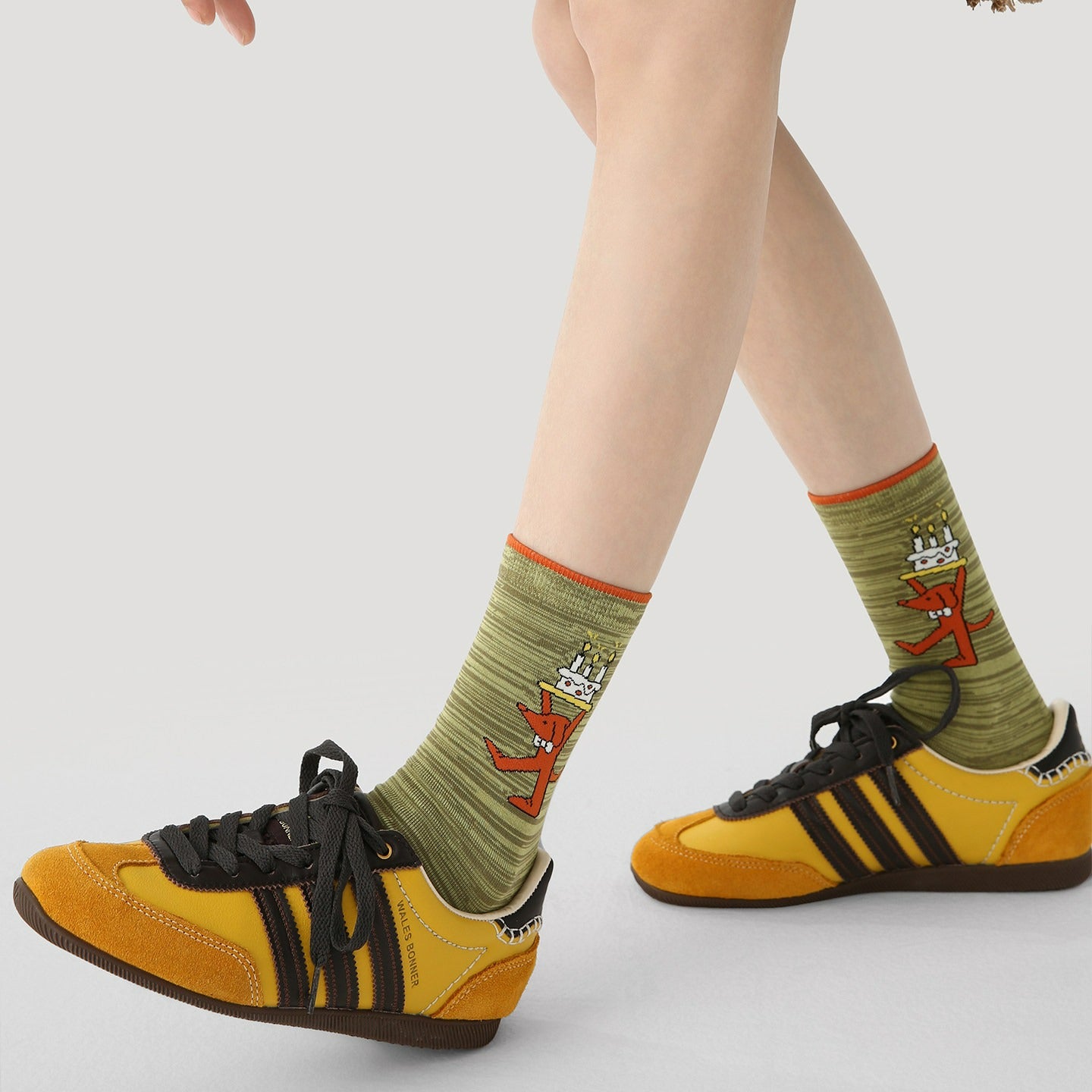 3 Pairs Illustration Style Cartoon Animation Stacking Socks