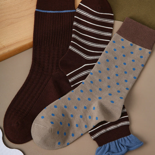 3 Pairs Vintage Polka Point Stripes Socks