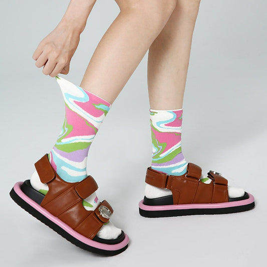 3 Pairs Pink Series Colorful Cotton Socks