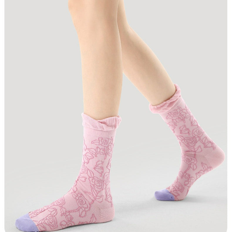 3 Pairs Flower Colorful Socks