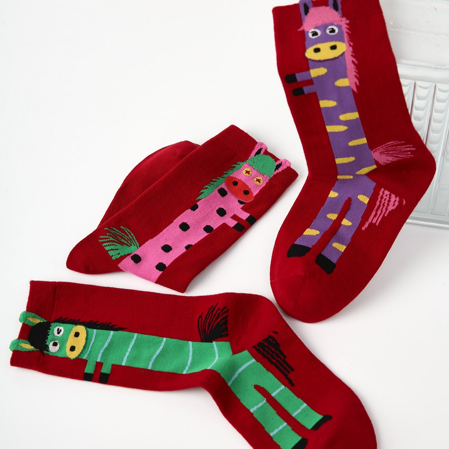 3 Pairs Cute The Horse Carton Socks