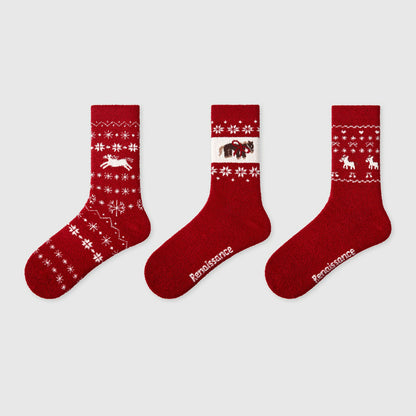 3 Packs Christmas Day Red Socks