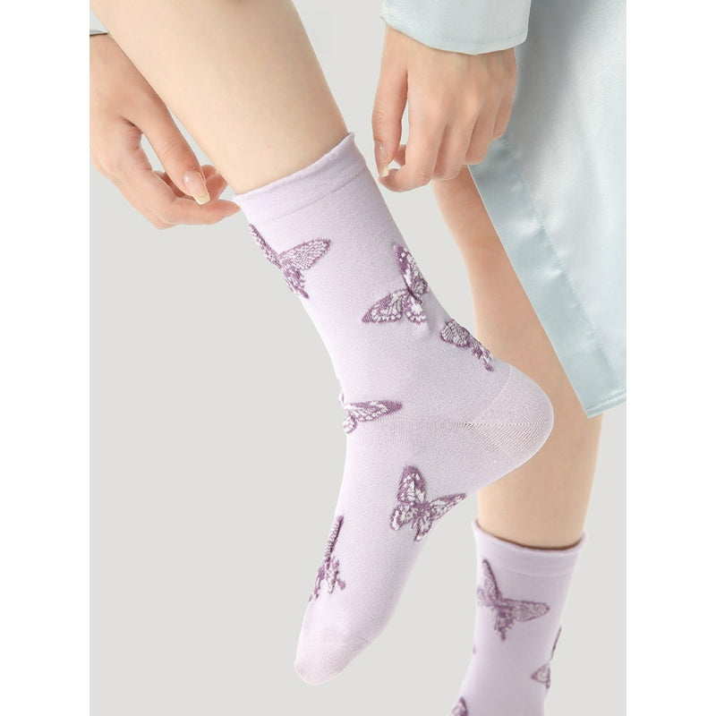 3 Pairs Butterfly Purple Socks