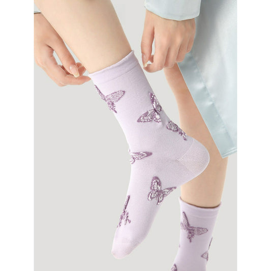 3 Pairs Butterfly Purple Socks