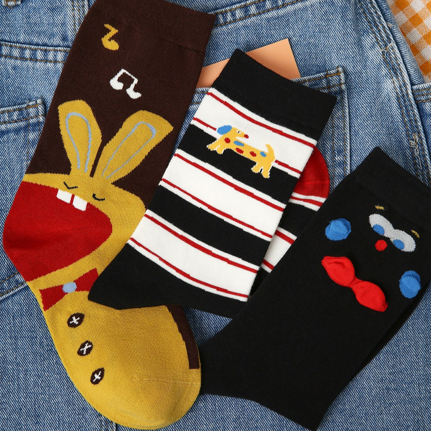 3 Pairs Funny Puppy Rabbit Cartoon Socks