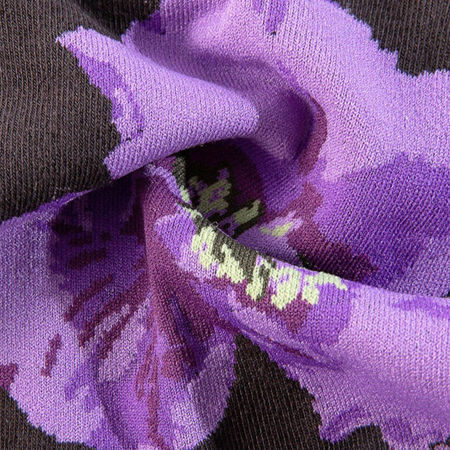 3 Pairs Vintage Flower Purple Socks