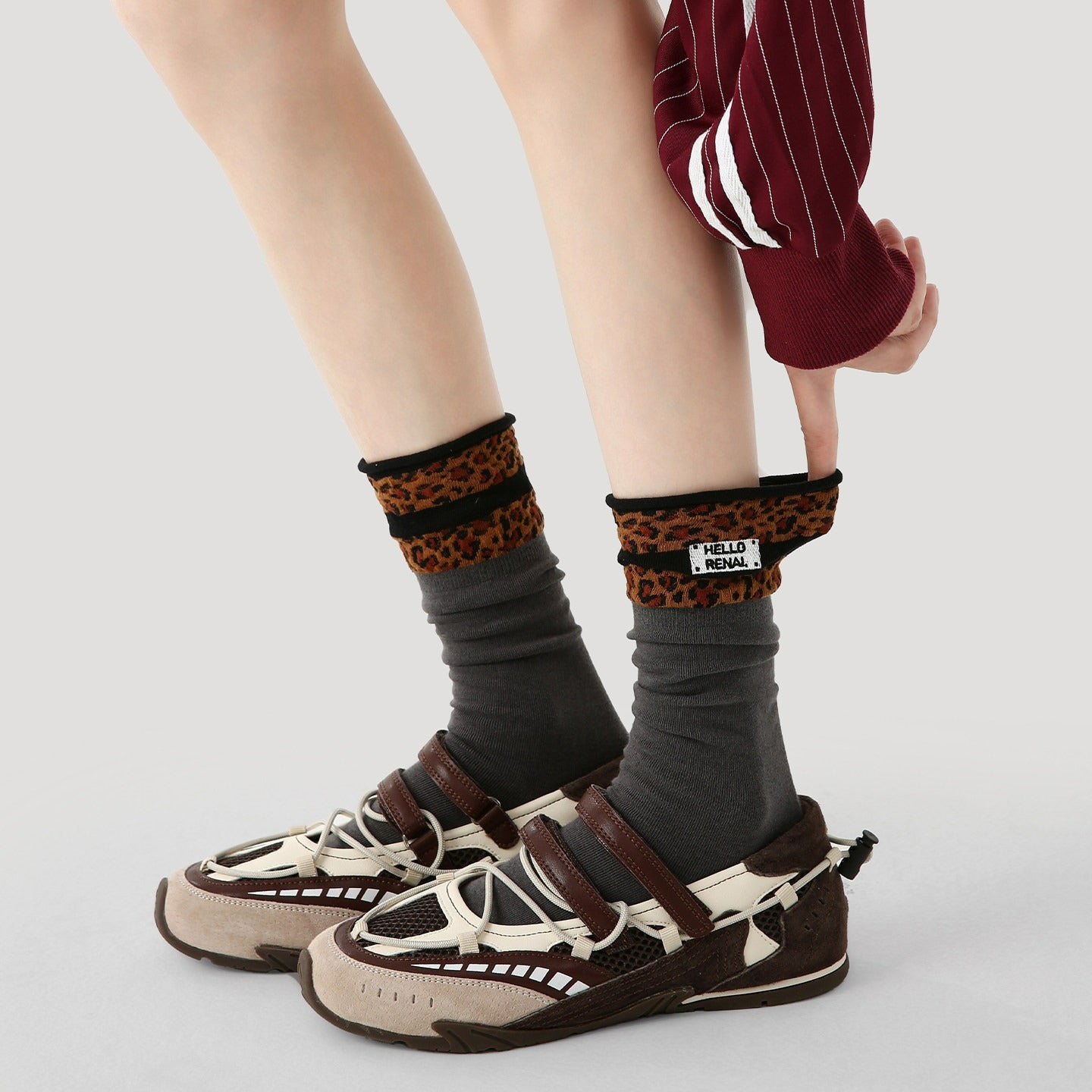 3 Pairs Mid High Leopard Socks