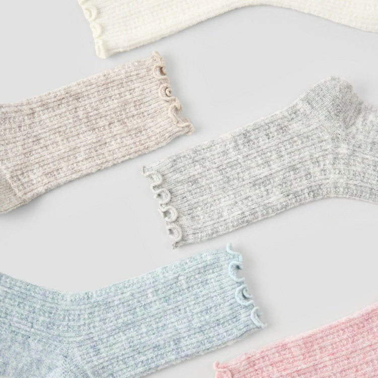 5 Pairs Winter Cotton Solid Color Wool Socks