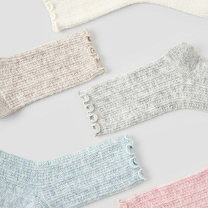 5 Pairs Winter Cotton Solid Color Wool Socks