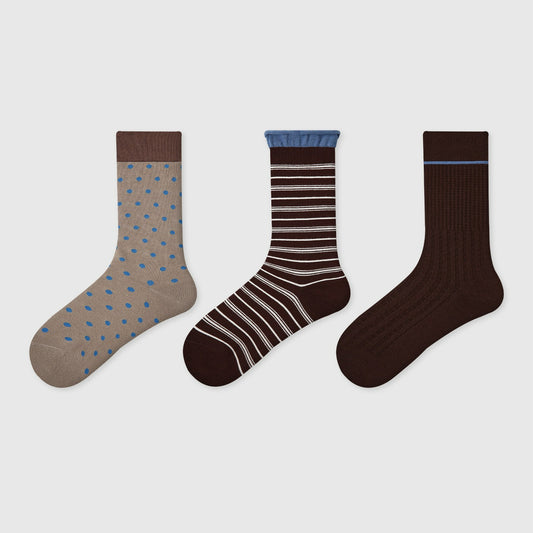 3 Pairs Vintage Polka Point Stripes Socks