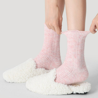 5 Pairs Winter Cotton Solid Color Wool Socks