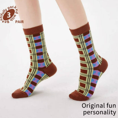 3 Pairs Vintage Brown Cotton Socks