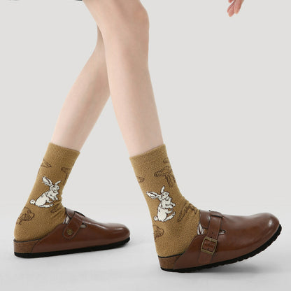 3 Pairs Coral Fleece Rabbit Cartoon Socks