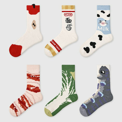 1  Pair Cute Cartoon Food Socks