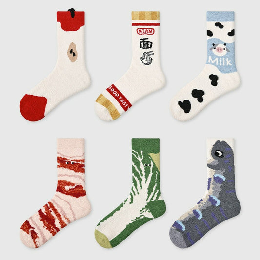 1  Pair Cute Cartoon Food Socks