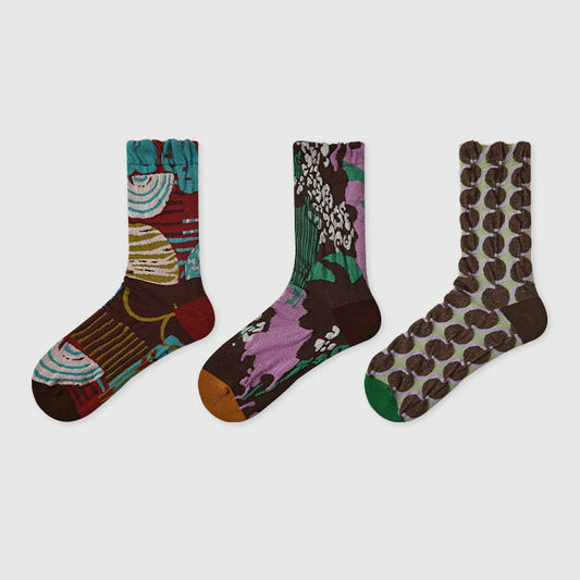 3 Pairs Vintage Brown Socks