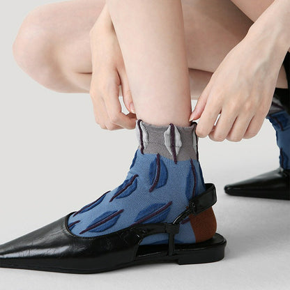 3 Pairs Print Vintage Short Socks