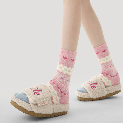 3 Pairs Coral Fleece Colorful Socks