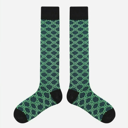 1 Pair Diamond Trend Long Tube Socks  Plaid Retro Cotton Socks