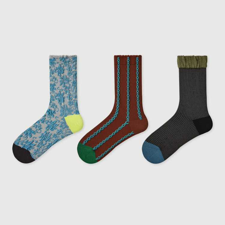 3 Pairs Vintage Mid Length Socks