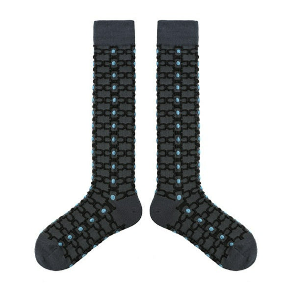 1 Pair Diamond Trend Long Tube Socks  Plaid Retro Cotton Socks