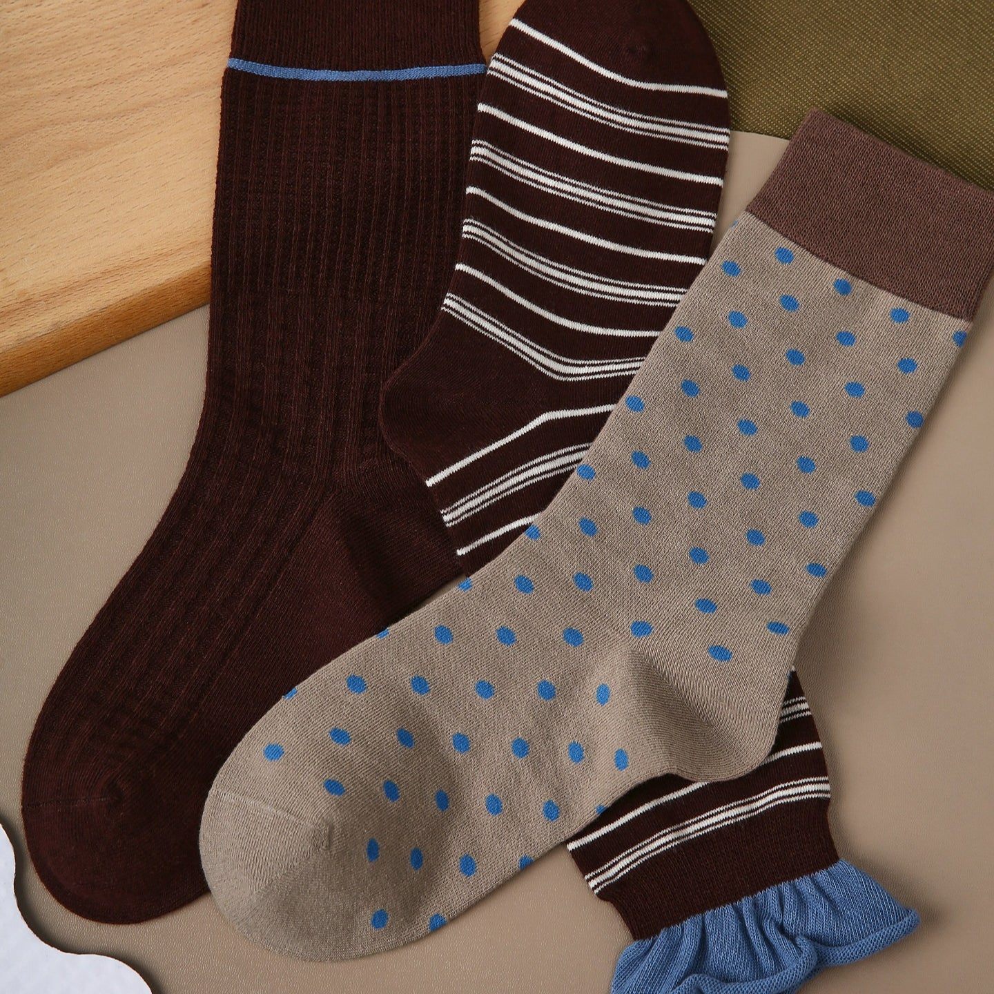 3 Pairs Vintage Polka Point Stripes Socks