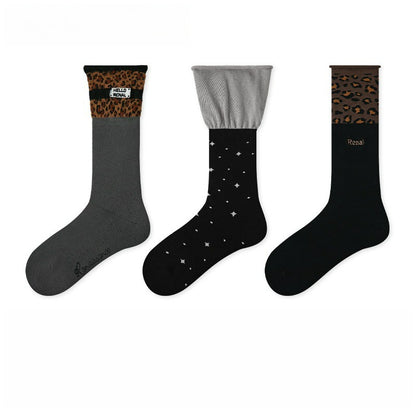 3 Pairs Mid High Leopard Socks