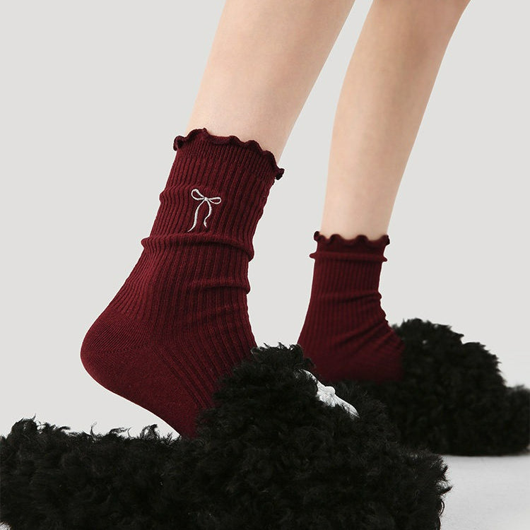 3 Pairs Solid Red Color Socks