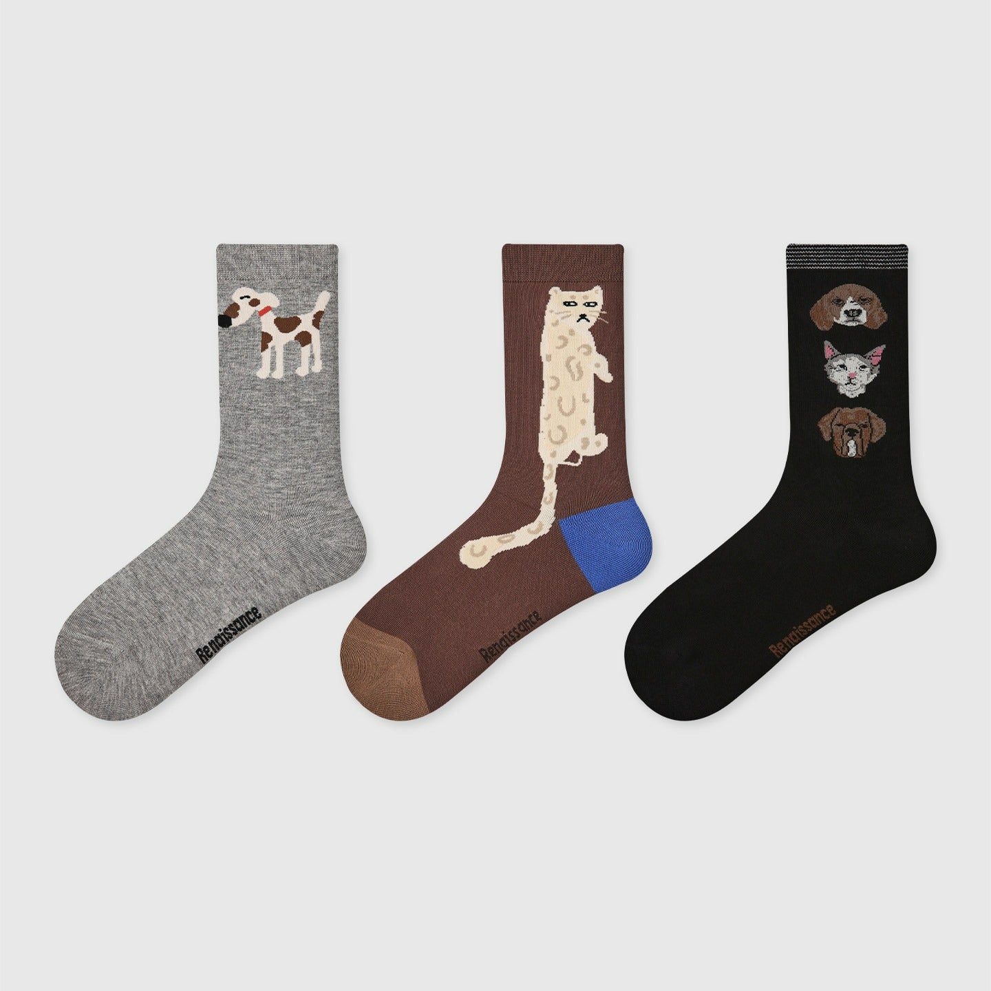 3 Pairs Cat Dog Cartoon Cute Socks