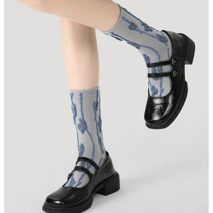 3 Pairs Jacquard Lace Socks Retro Cotton Socks