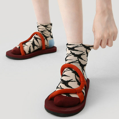 3 Pairs Print Vintage Short Socks