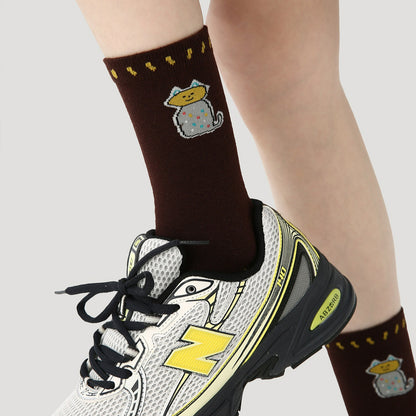 3 Pairs Cartoon Doodle Pattern Socks