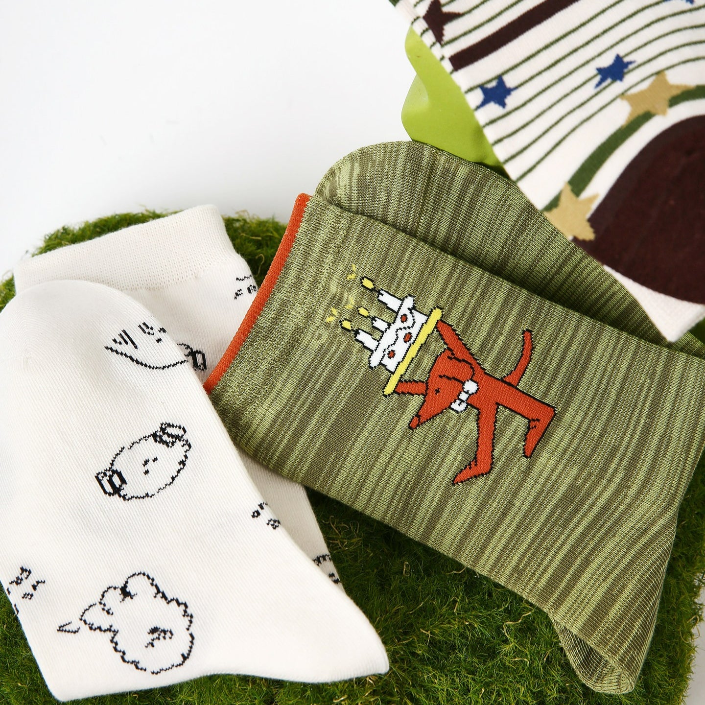 3 Pairs Cartoon Animation Stacking Socks