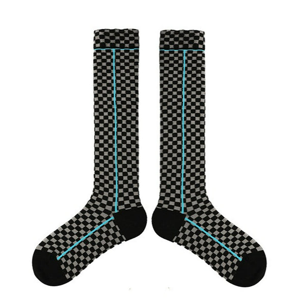 1 Pair Diamond Trend Long Tube Socks  Plaid Retro Cotton Socks