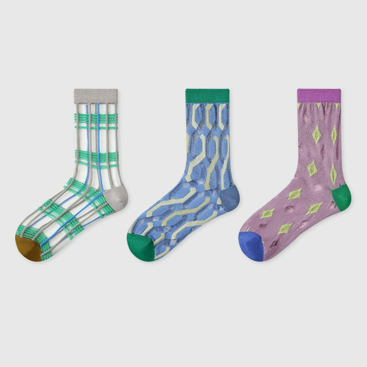 3 Pairs Cass Mesh Socks Thin Breathable Socks