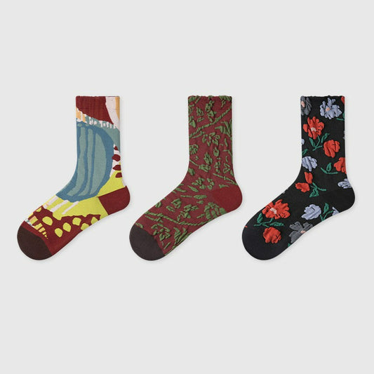 3 Pairs Vintage Brown Cotton Socks