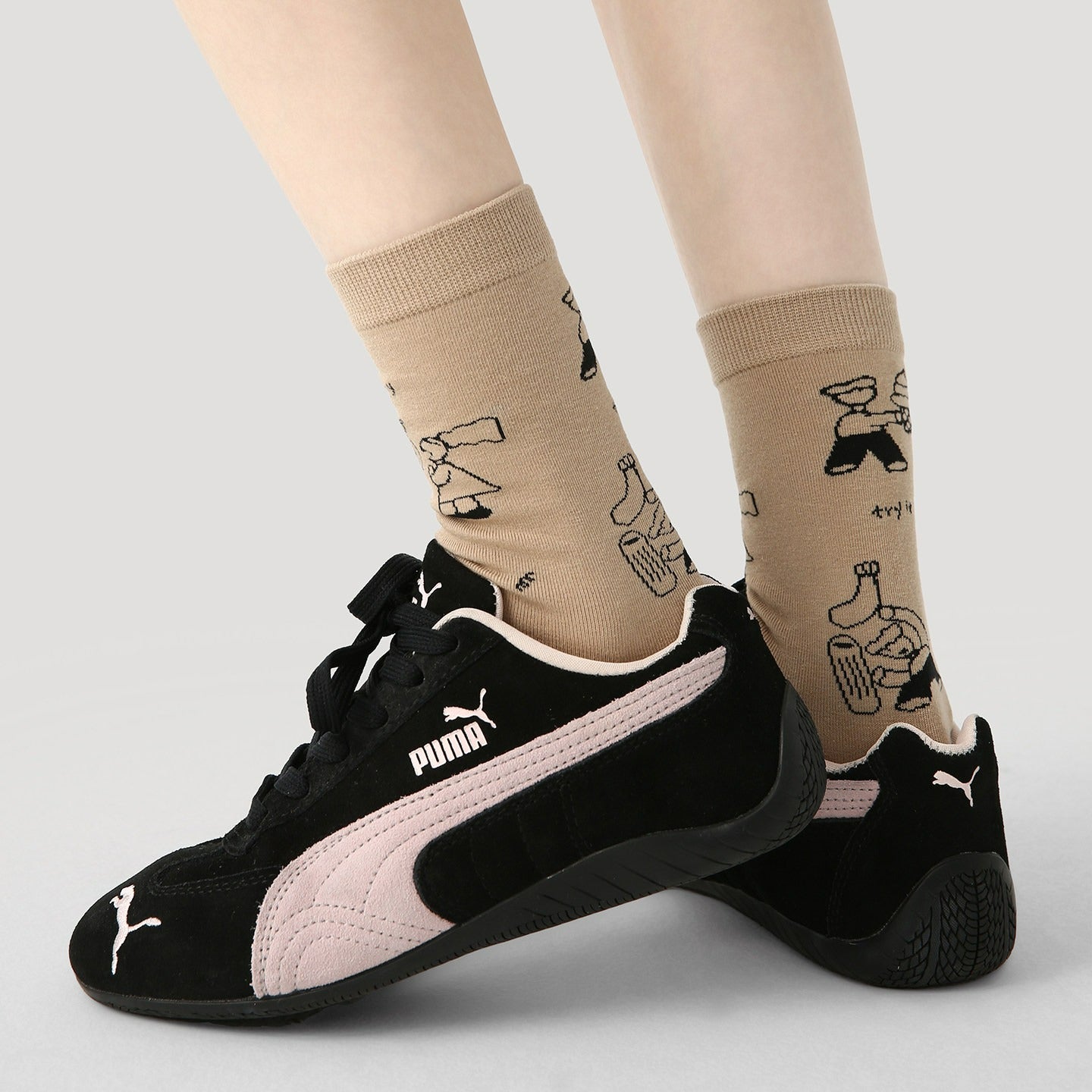 3 Pairs Cartoon Doodle Pattern Socks