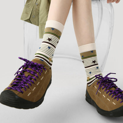 3 Pairs Illustration Style Cartoon Animation Stacking Socks