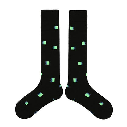1 Pair Diamond Trend Long Tube Socks  Plaid Retro Cotton Socks
