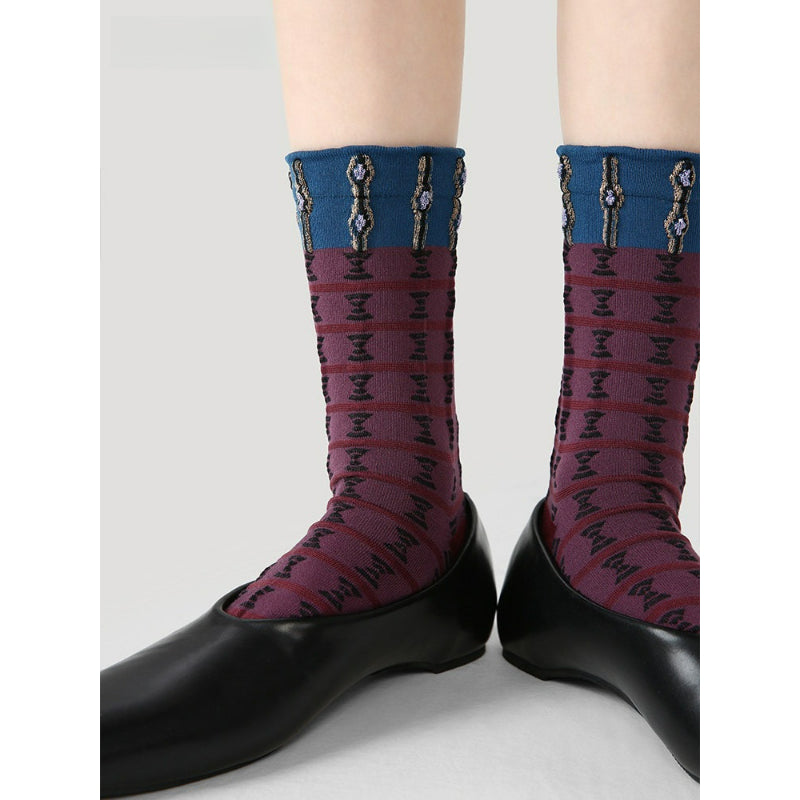 3 Pairs Stripe Retro Cotton Socks