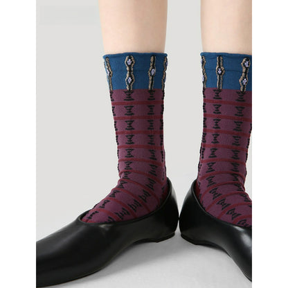 3 Pairs Stripe Retro Cotton Socks