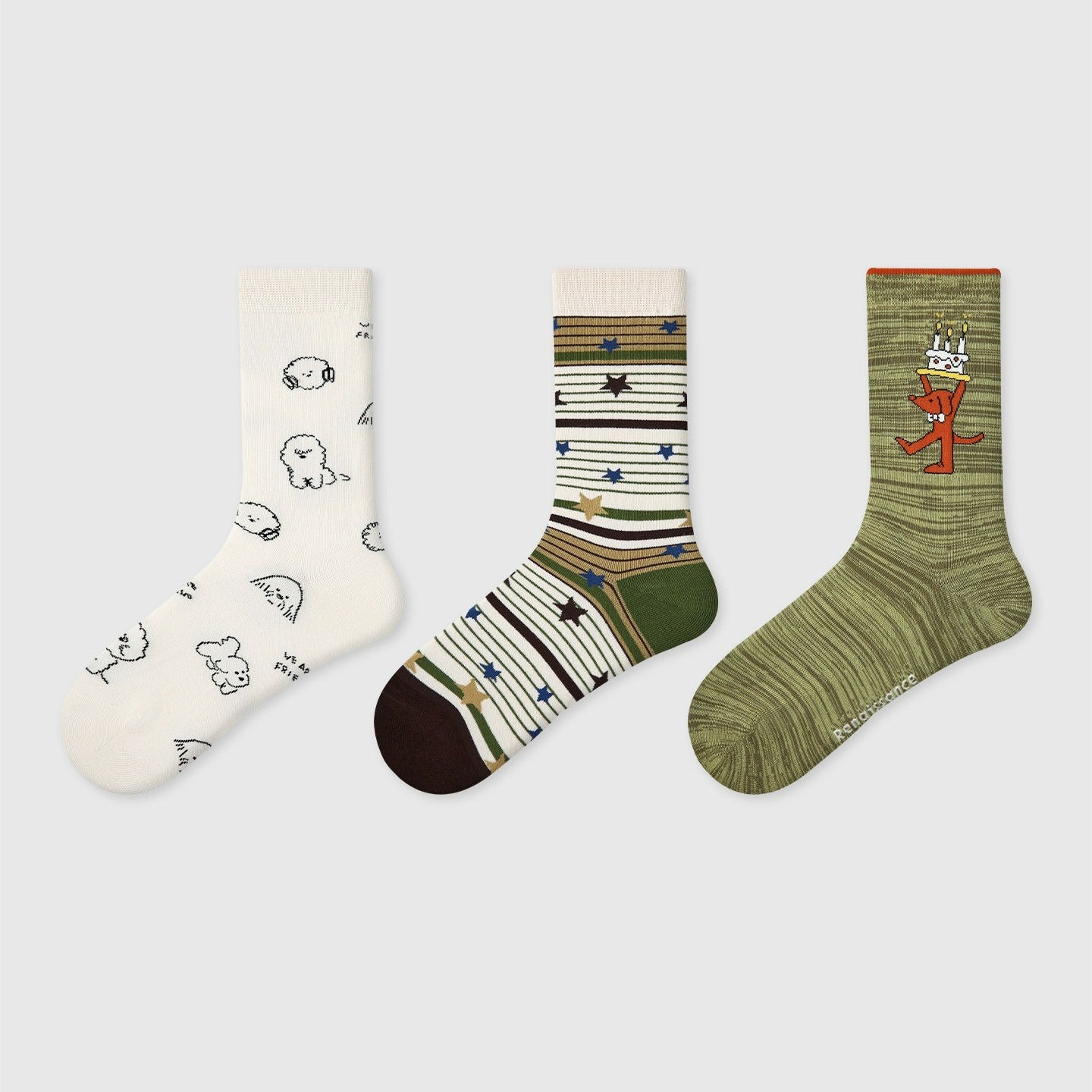 3 Pairs Cartoon Animation Stacking Socks