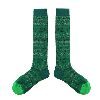 1 Pair Diamond Trend Long Tube Socks  Plaid Retro Cotton Socks