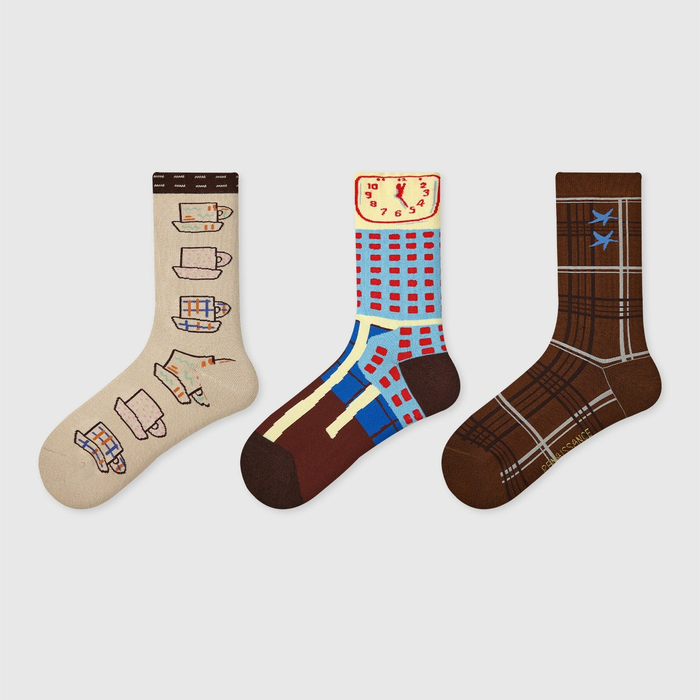 3 Pairs Illustration Style Original Cartoon Socks