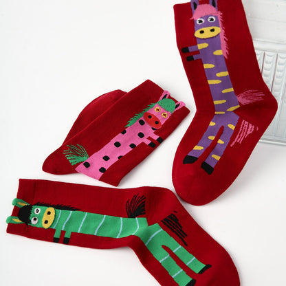 3 Pairs Cute The Horse Carton Socks