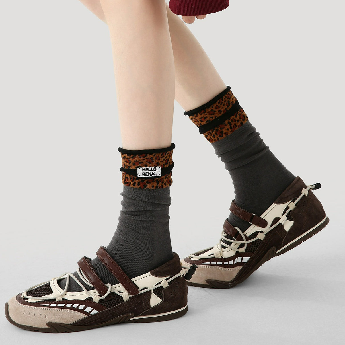 3 Pairs Mid High Leopard Socks